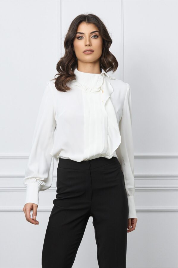 Camasa MBG alba cu volane si pliuri