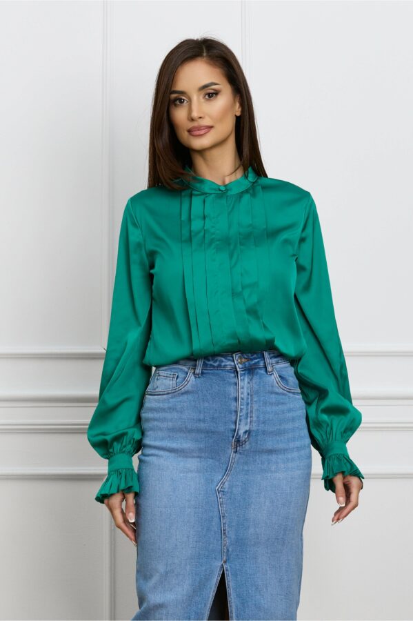 Camasa MBG verde cu pliuri pe bust