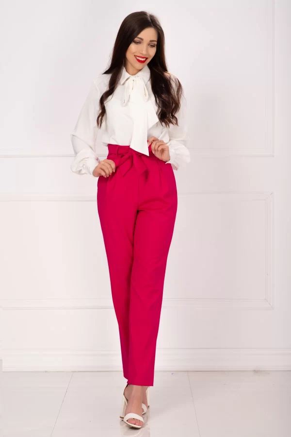 Pantaloni fuchsia InPuff lejeri cu cordon in talie