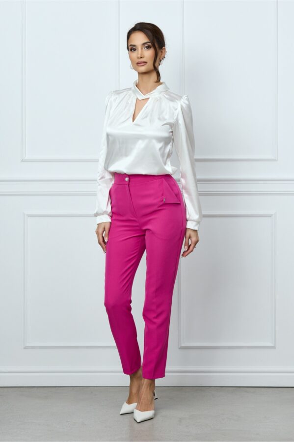 Pantaloni Moze fucsia cu dunga conici