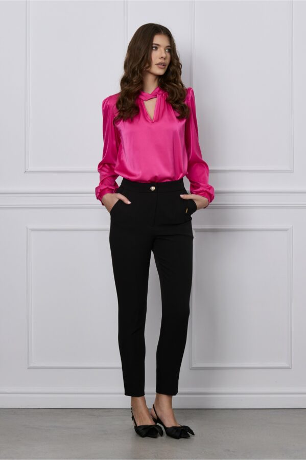 Pantaloni Moze negri cu dunga conici