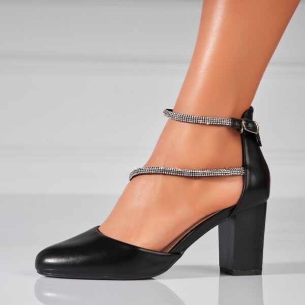 Pantofi dama cu toc Negri din Piele Ecologica Arwen