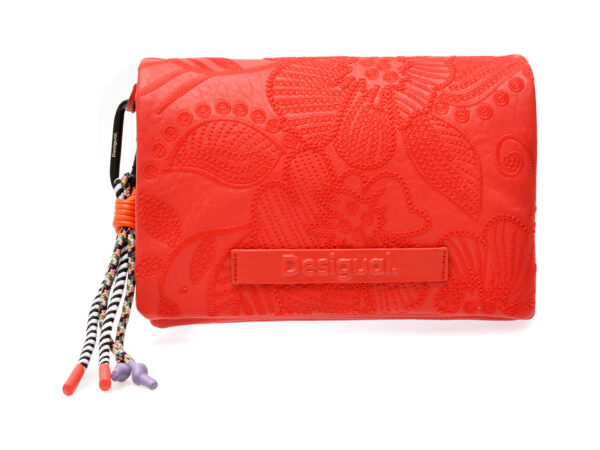 Poseta DESIGUAL rosie, SAXP39, din piele ecologica