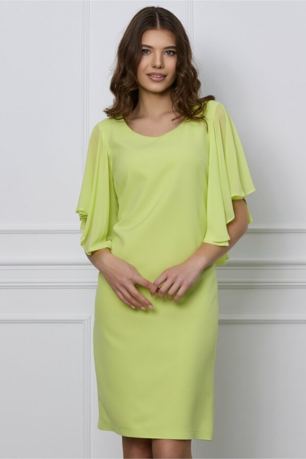 Rochie Vera lime cu maneci fluture