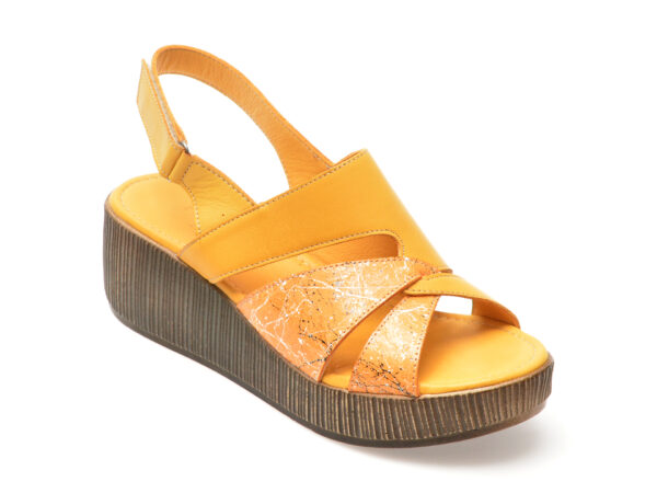 Sandale casual FLAVIA PASSINI galbene, SD17, din piele naturala