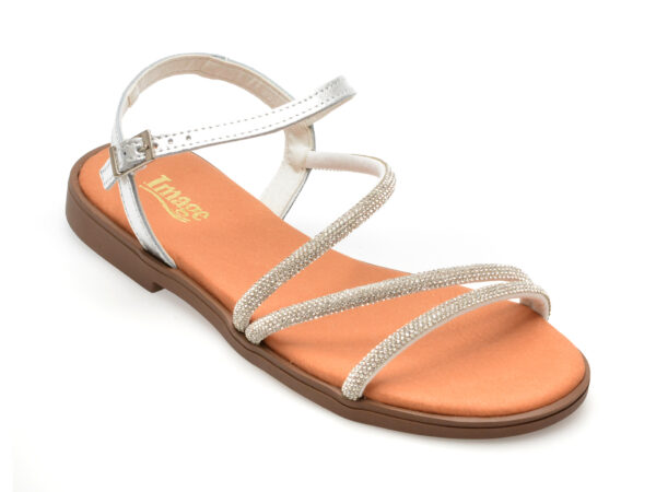 Sandale casual IMAGE argintii, BRADES, din piele naturala