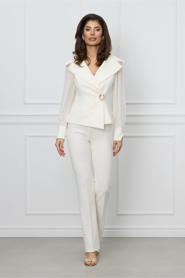 Pantaloni Ginette albi cu dunga