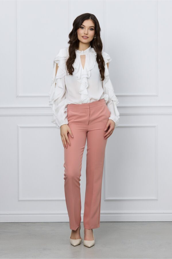 Pantaloni MBG peach cu dunga