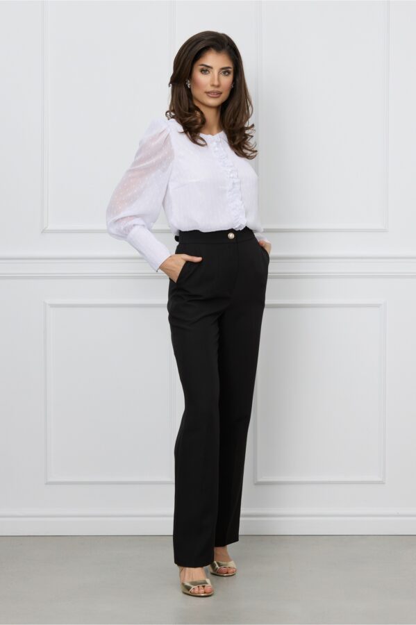 Pantaloni Moze negri cu croi drept