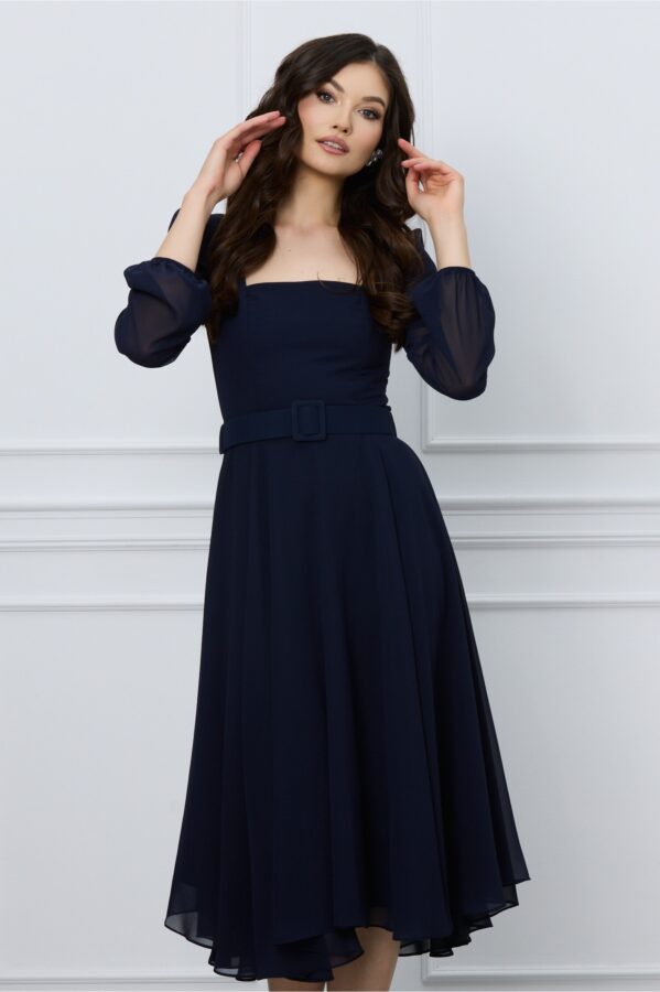 Rochie Andra midi din voal bleumarin