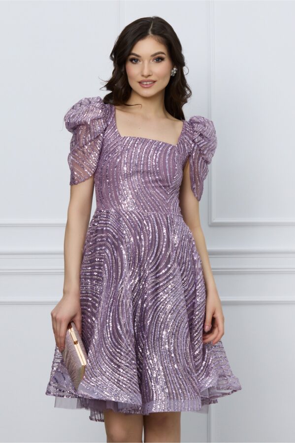 Rochie Aria lila scurta cu paiete