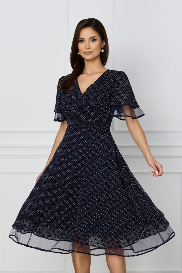 Rochie Bella bleumarin cu buline
