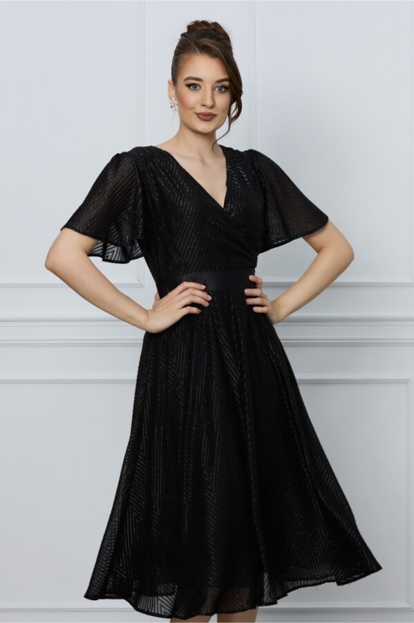 Rochie Delia neagra cu fir lurex