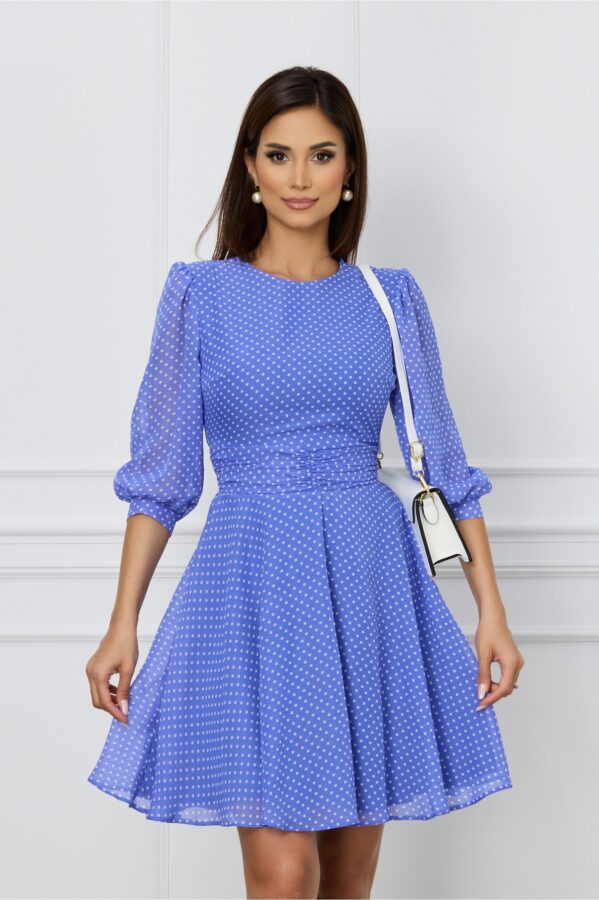 Rochie Dy Fashion bleu cu buline albe