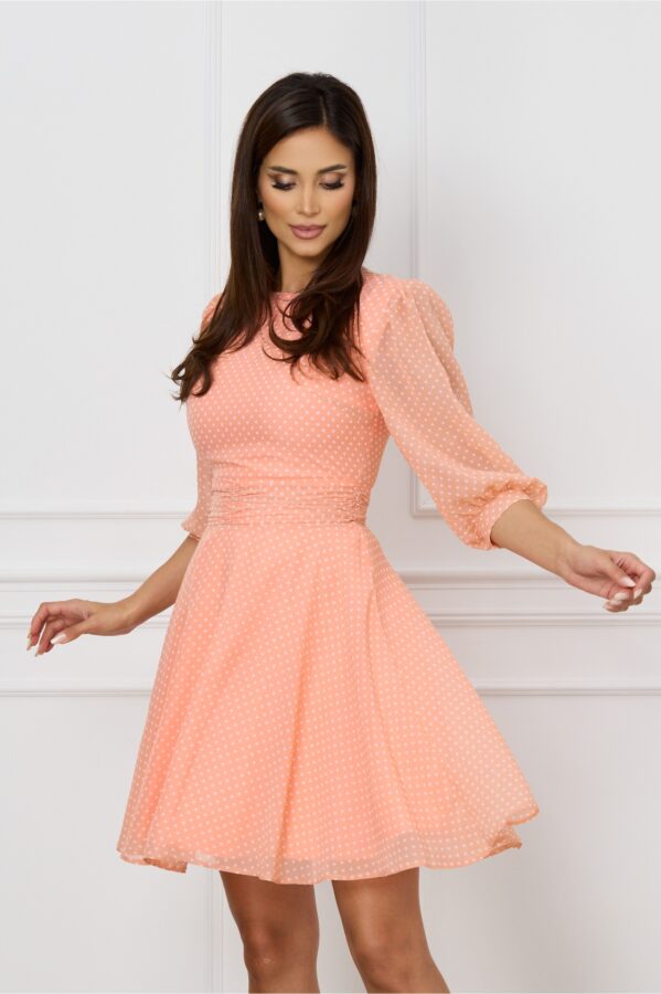 Rochie Dy Fashion peach cu buline albe