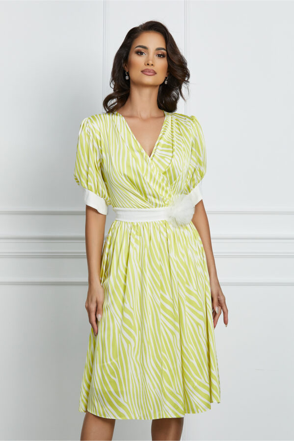 Rochie LaDonna cu imprimeu zebra galben