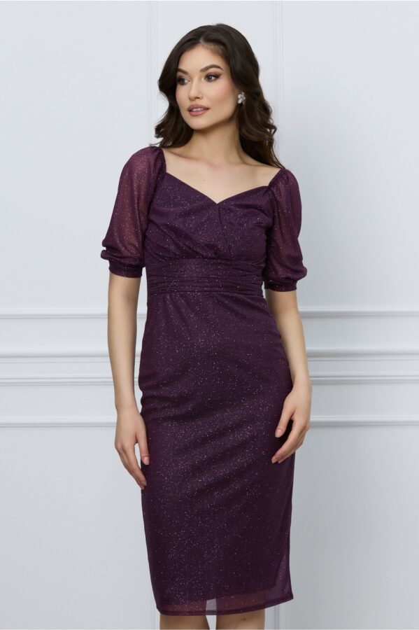 Rochie Larisa conica mov din lurex