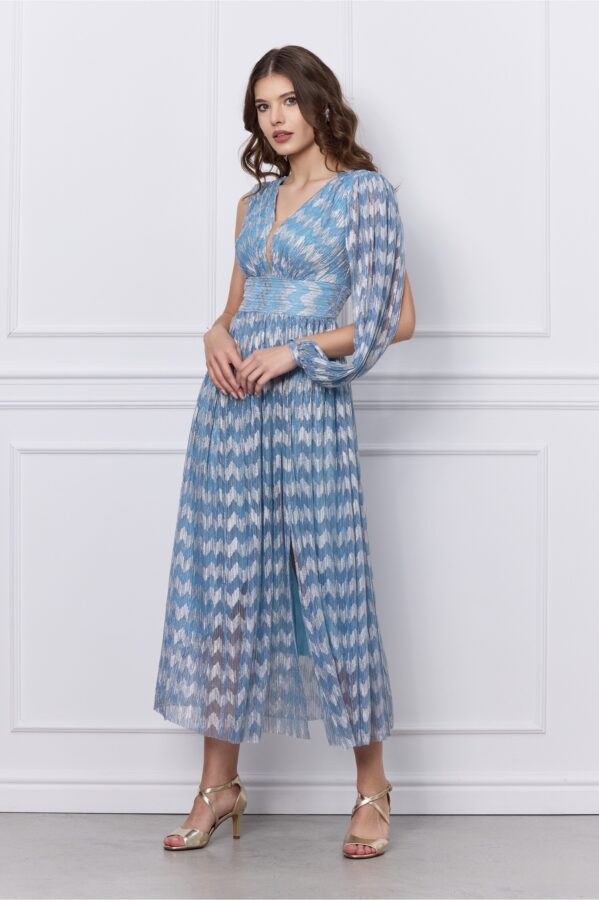 Rochie Moze bleu cu detalii argintii
