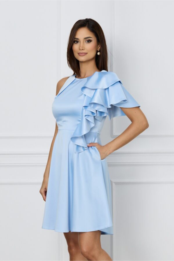 Rochie Moze bleu cu volane pe o parte