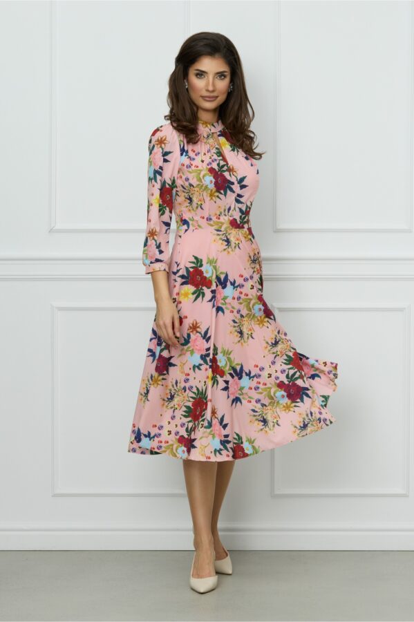 Rochie Moze roz cu imprimeuri florale