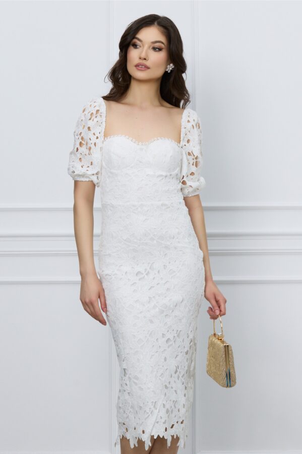 Rochie Vanesa alba din ghipura