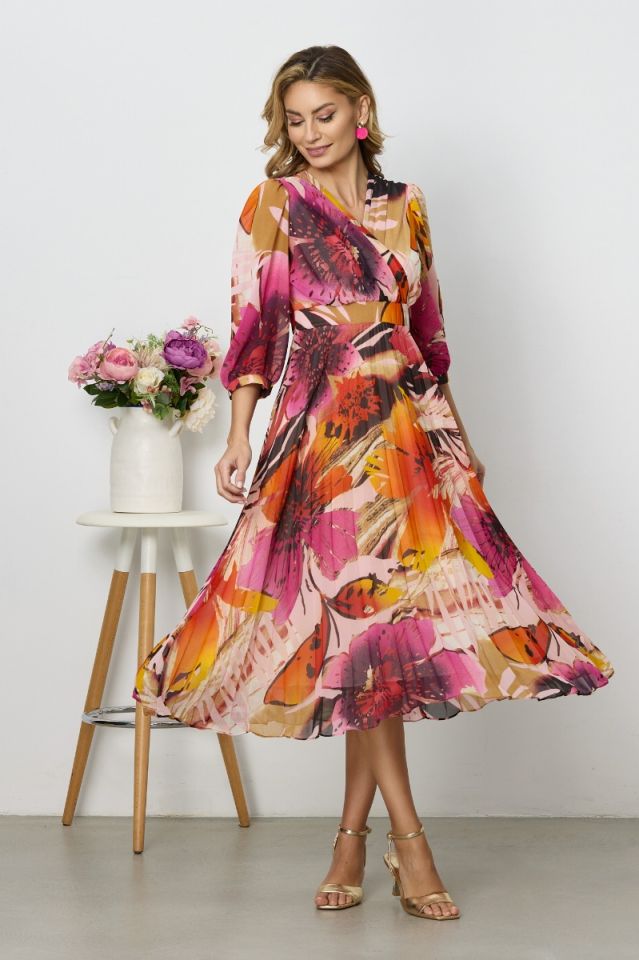 rochie midi eleganta din voal colorat 4 11