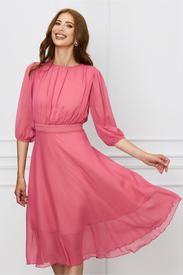 Rochie Dy Fashion roz midi din voal