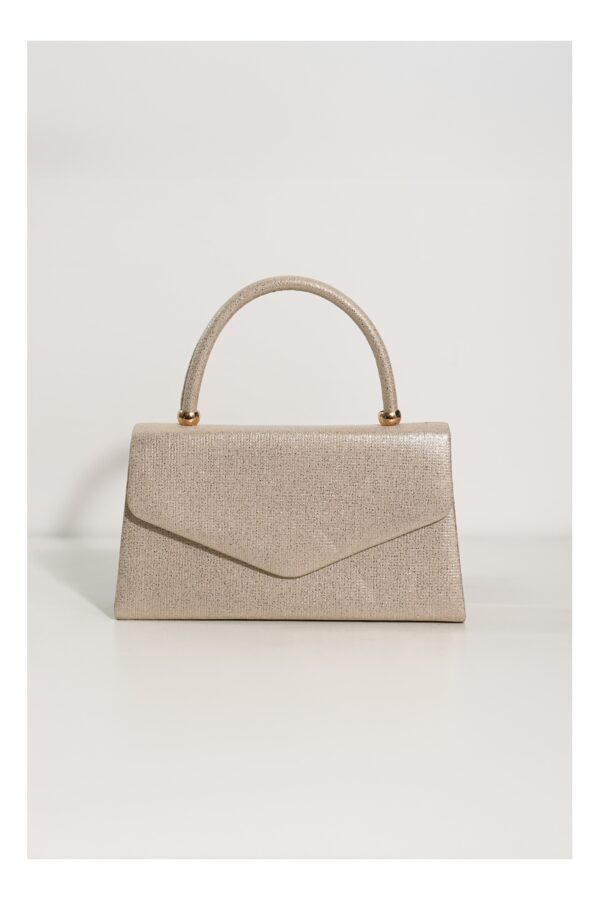 Geanta Julie auriu cu glitter si maner rotund