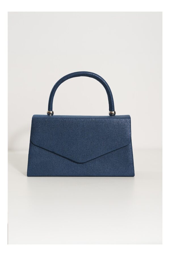 Geanta Julie bleumarin cu glitter si maner rotund