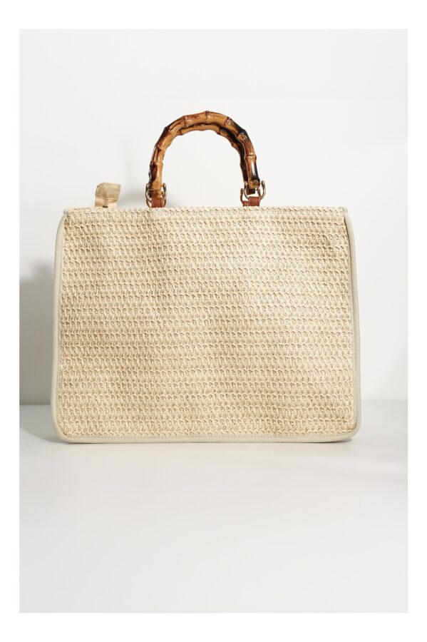 Geanta mare din paie bej