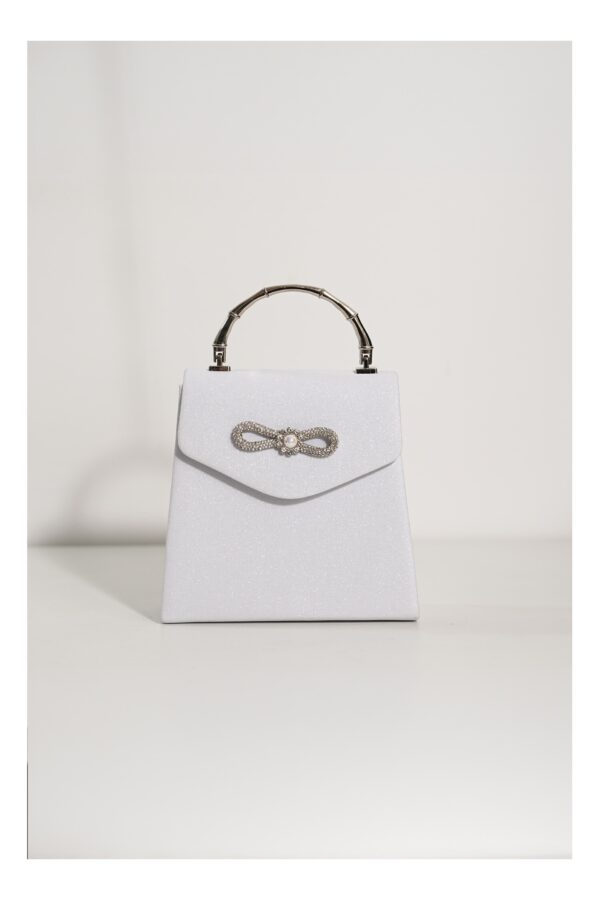 Gentuta Delia alba cu glitter si fundita