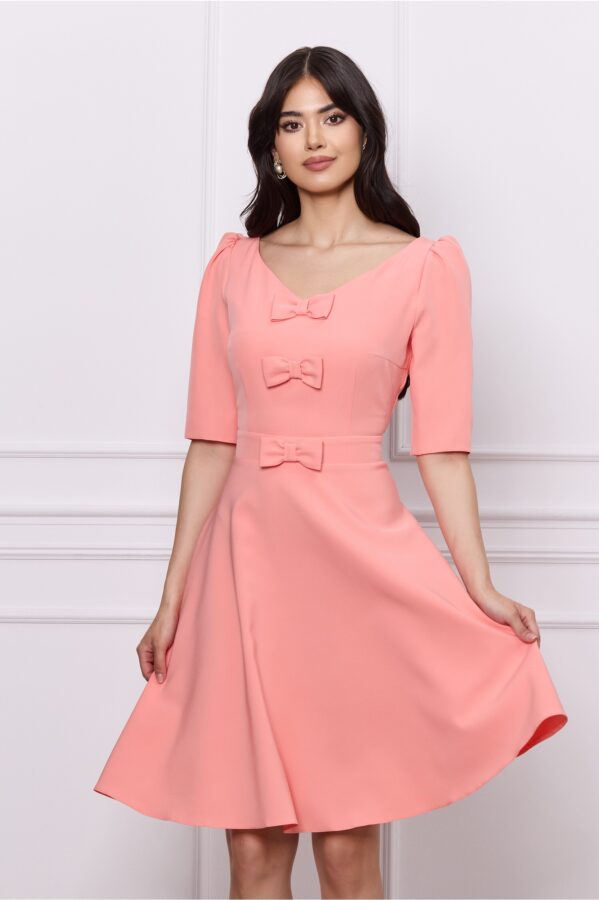 Rochie DY Fashion roz cu fundite pe bust