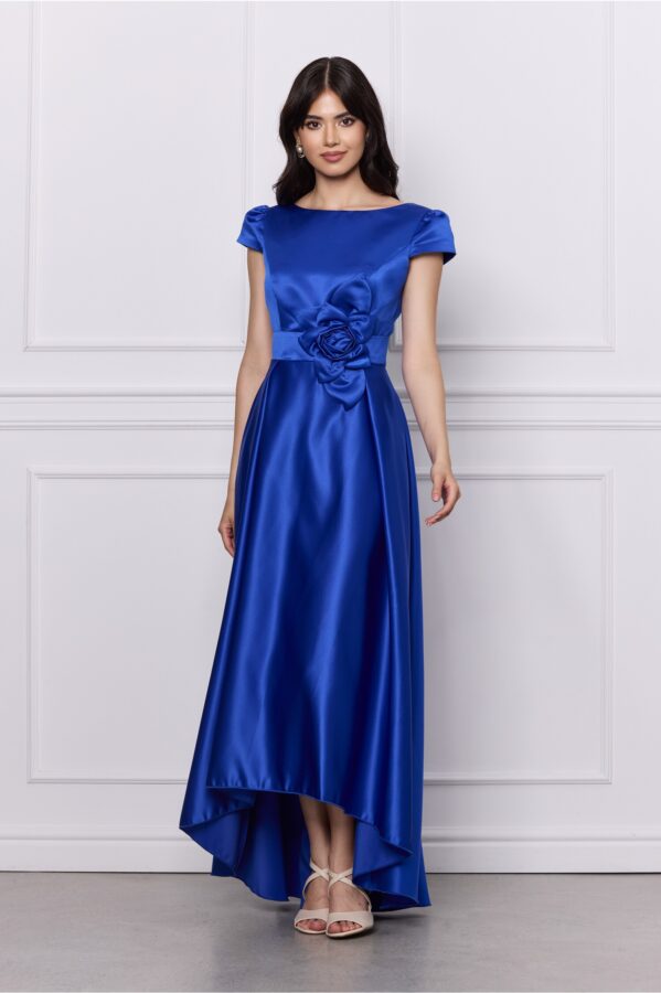 Rochie MBG albastra lunga cu floare in talie