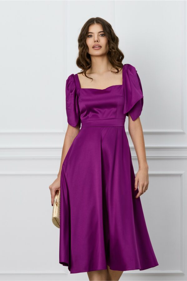 Rochie Moze magenta cu funda pe umar