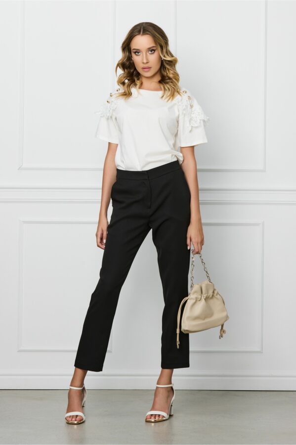 Pantaloni DY Fashion negri office cu buzunare