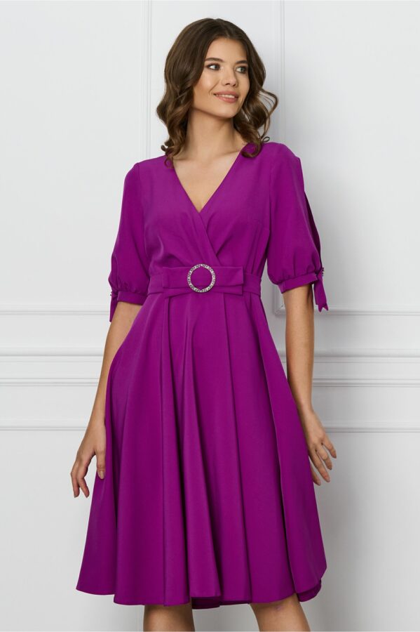 Rochie MBG magenta clos cu catarama in talie