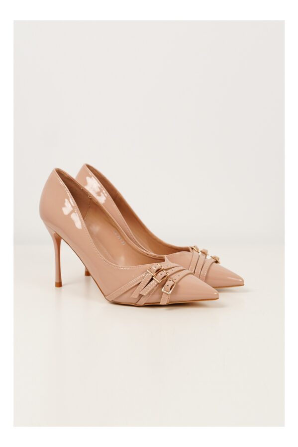 Pantofi Mia nude stiletto cu aplicatii pe varf