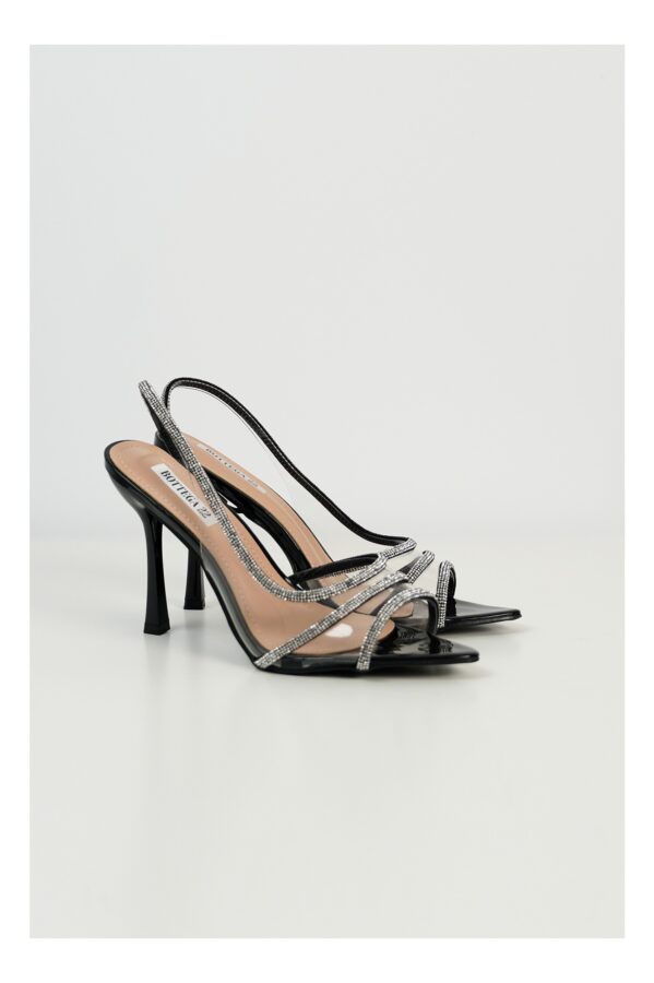 Sandale Theo negre cu strasuri