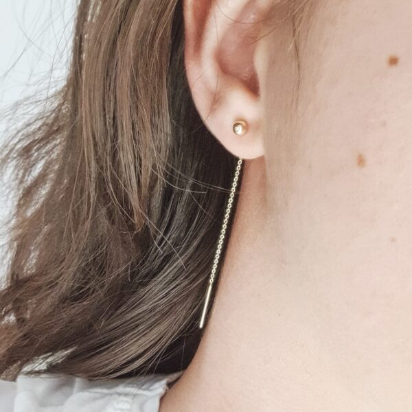 Cercei cu bilute si lant – din aur galben, alb sau roz 14K