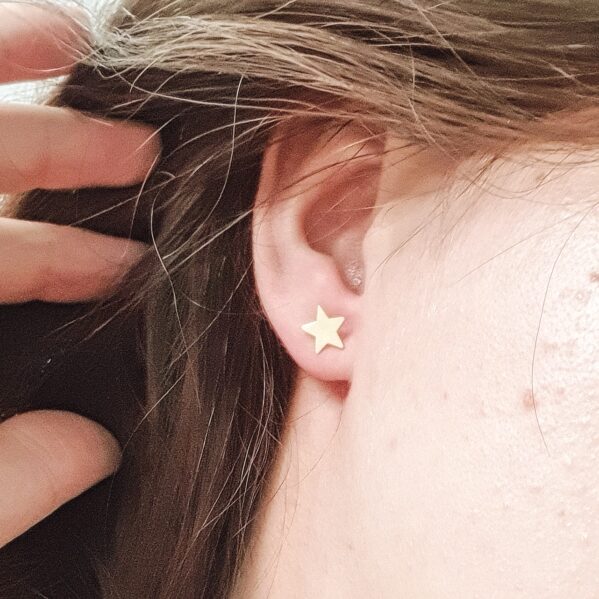 Cercei cu steluta si semiluna aur 14K pentru dama