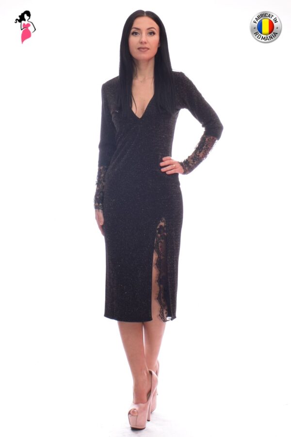 Rochie de ocazie mulata cu dantela la brate