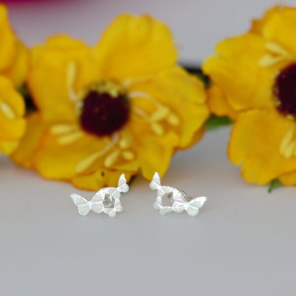 Cercei trei fluturasi din argint 925 model cu tija si cheita