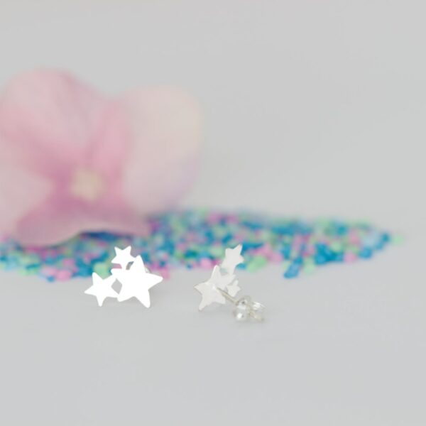 Cercei trei stelute din argint 925 model cu tija si cheita