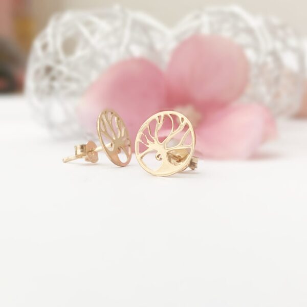 Cercei copacul vietii din aur galben alb sau roze 14k