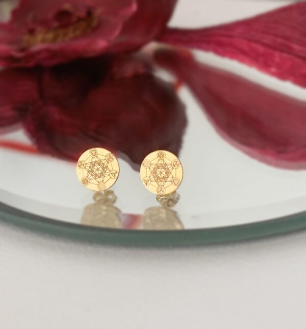 Cercei banut cu simbolul lui metatron – din aur 14k pentru dama