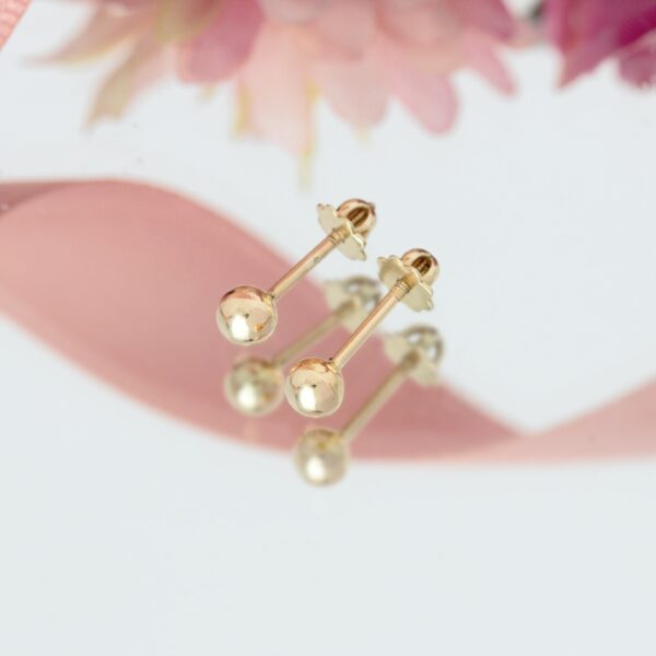 Cercei cu bobite pentru bebe si fetite aur 14K cu filet