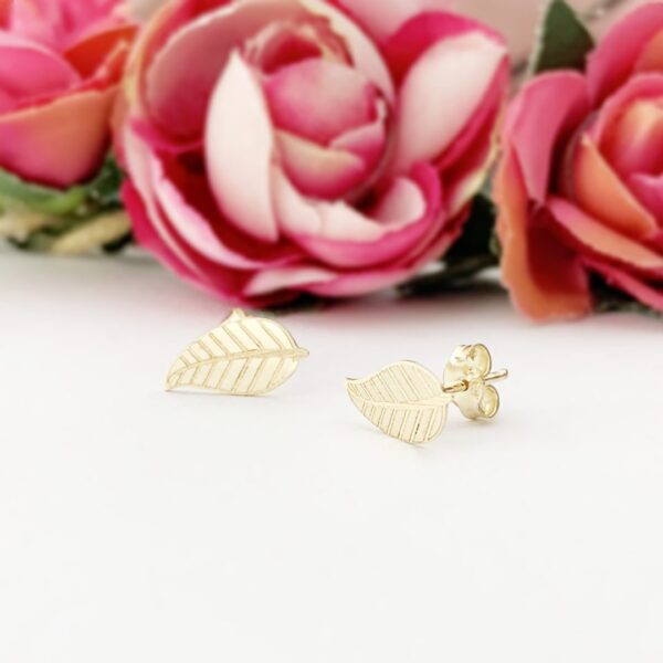 Cercei model frunza gravata aur 14K pentru dama