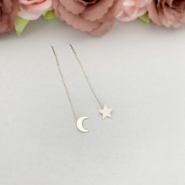 Cercei steluta si semiluna cu lant din argint 925 – pentru dama