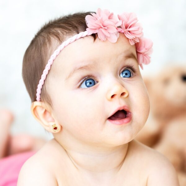 Cercei ursulet colorit din aur 14k – pentru bebe sau fetite