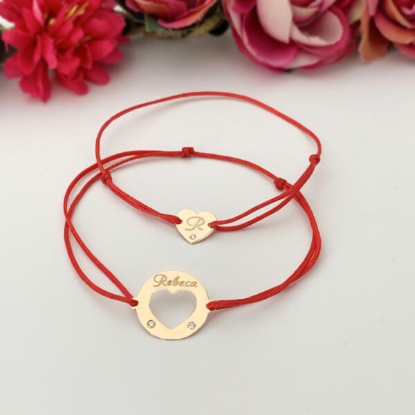 Set bratari mama si bebe inimioara aur 14K – cu snur reglabil